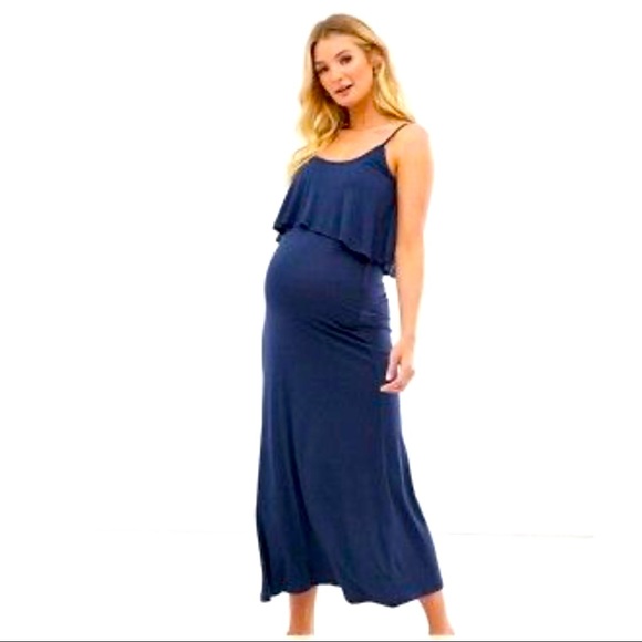 🌼 2/$25 ASOS Navy Maternity Maxi Dress - Picture 1 of 4